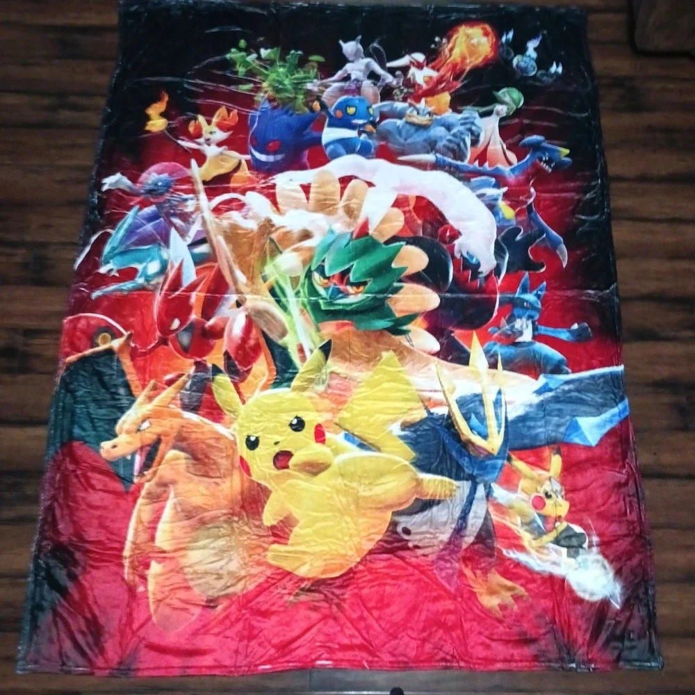 Pokemon Fleece Throw Blanket 80x60 Pikachu Charizard Mewtwo Gengar Collage
